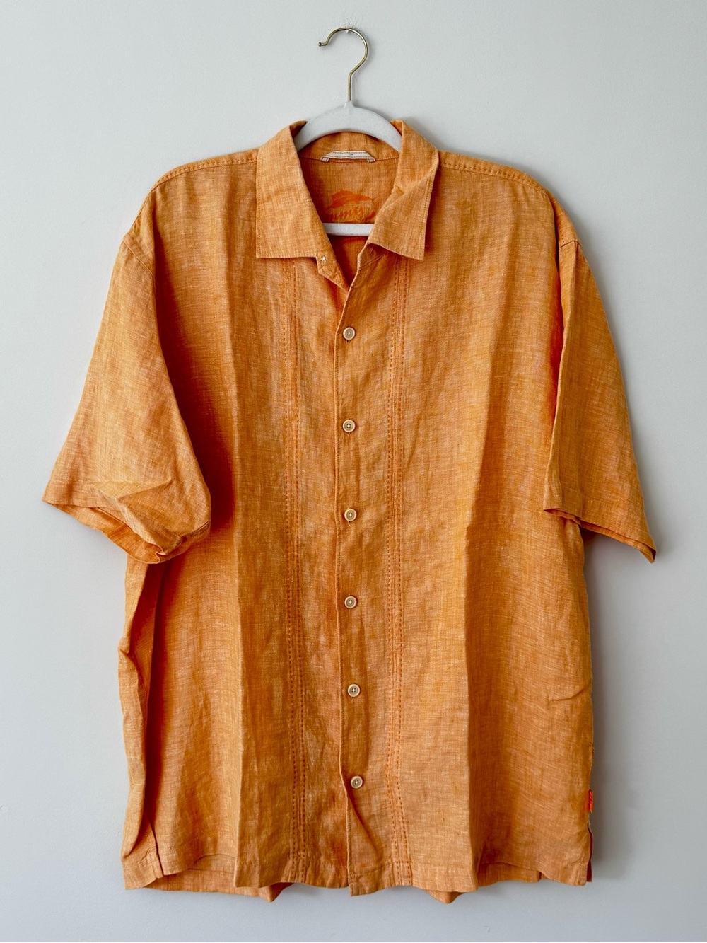 Tommy Bahama 100% Linen Button Down Relax Short Sleeve, Orange – Size XL